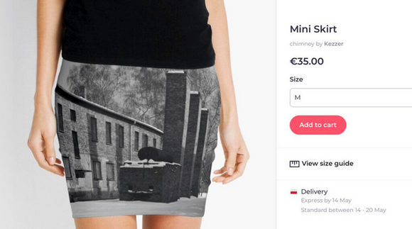 A k�p az auschwitzi k�ppel illusztr�lt szokny�r�l. Forr�s: szombat.org