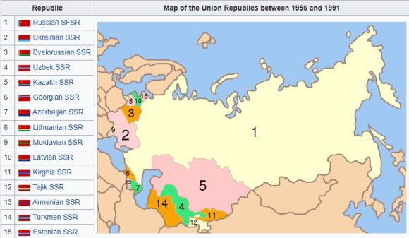 A Szovjetuni� volt tagorsz�gai. Forr�s: wikipedia.org